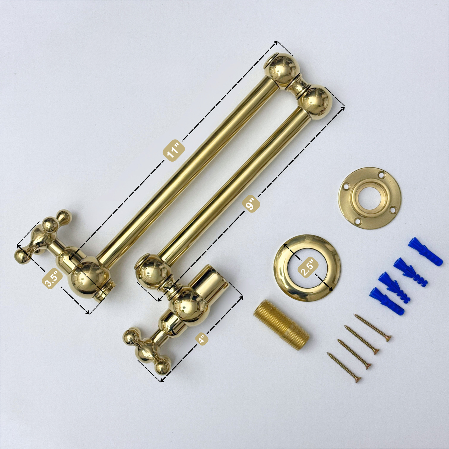 Unlacquered Brass Pot Filler with Cross Handles, Solid Brass Wall Mount Pasta Faucet