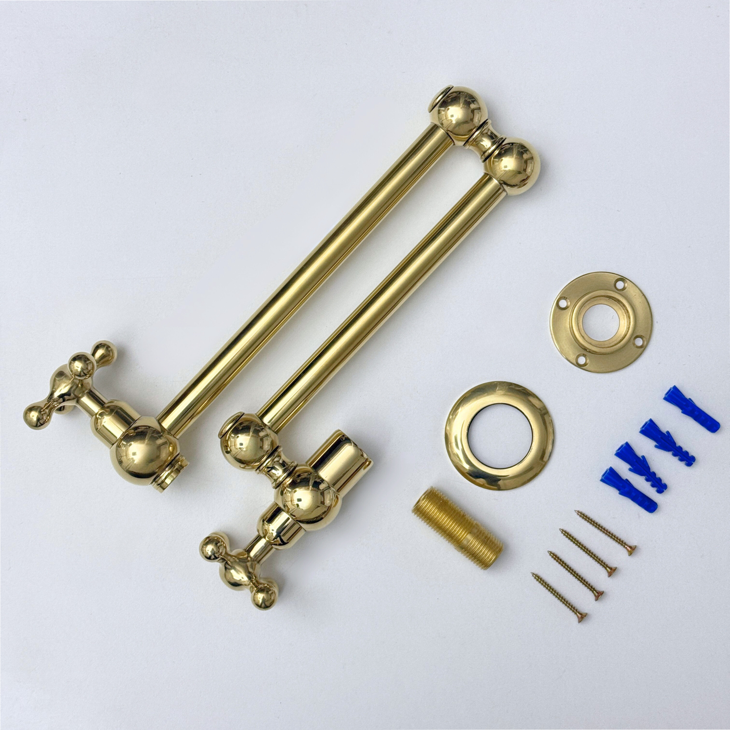 Unlacquered Brass Pot Filler with Cross Handles, Solid Brass Wall Mount Pasta Faucet