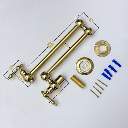 Unlacquered Brass Pot Filler with Lever Handles, Solid Brass Wall Mount Pasta Faucet