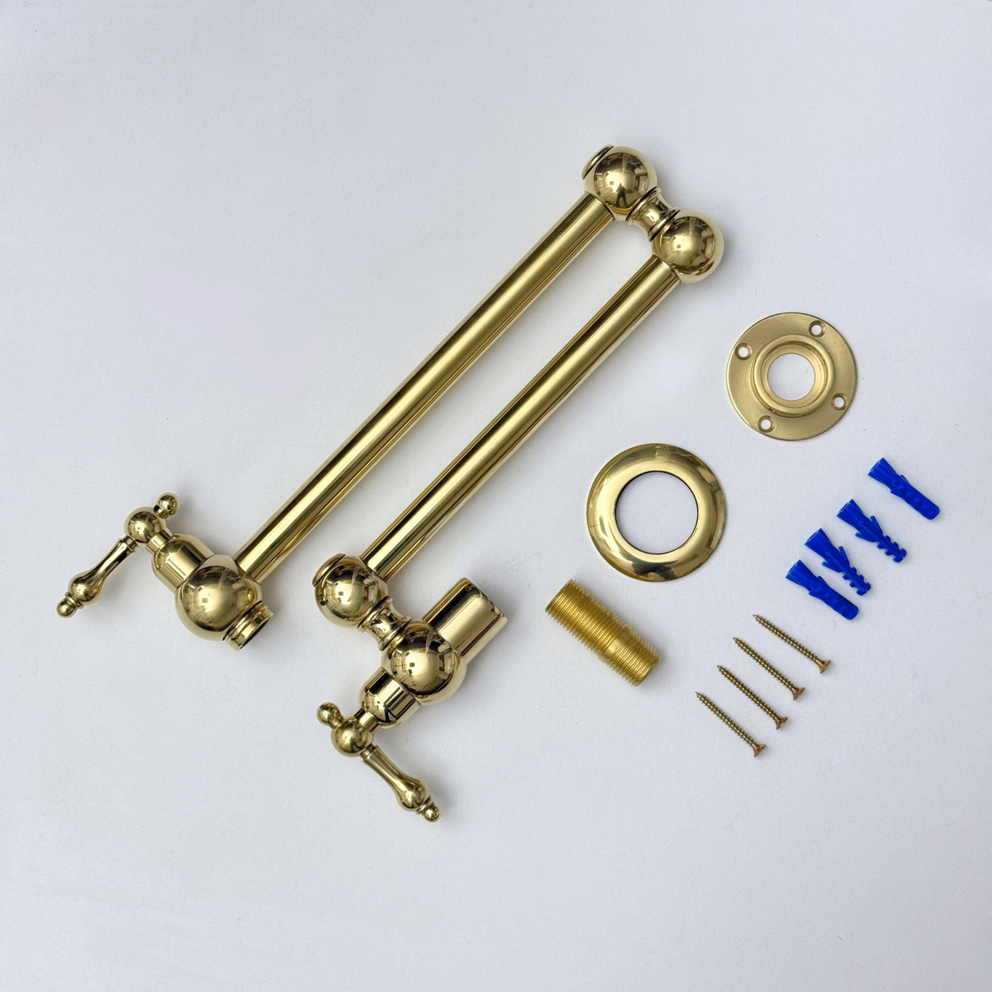 Unlacquered Brass Pot Filler with Lever Handles, Solid Brass Wall Mount Pasta Faucet
