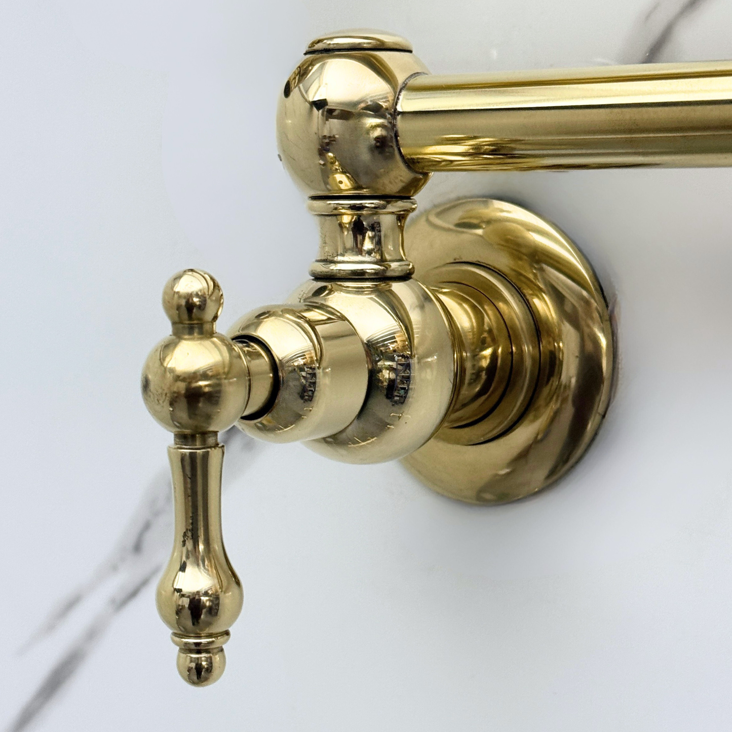 Unlacquered Brass Pot Filler with Lever Handles, Solid Brass Wall Mount Pasta Faucet