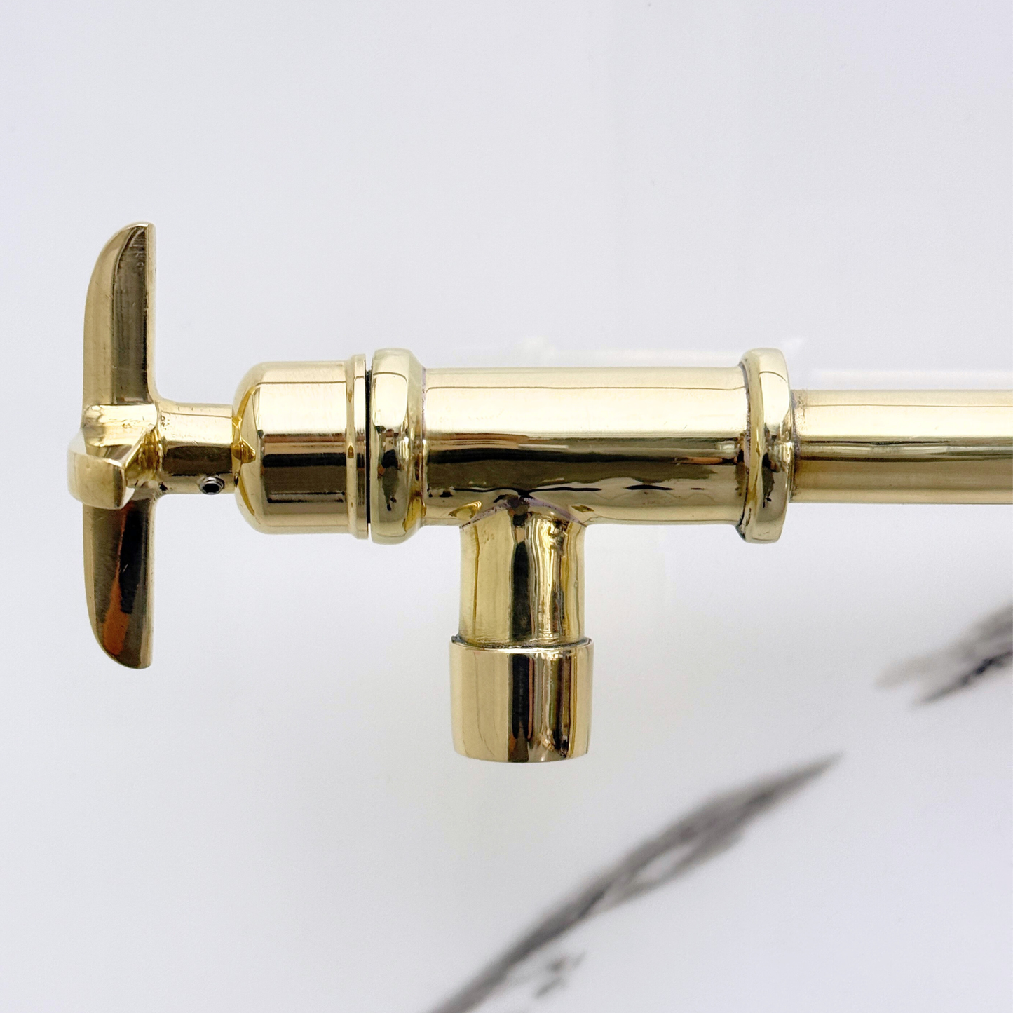 Unlacquered Brass Pot Filler with Cross Handles, Solid Brass Wall Mount Double Joint Swing Arms Pasta Faucet