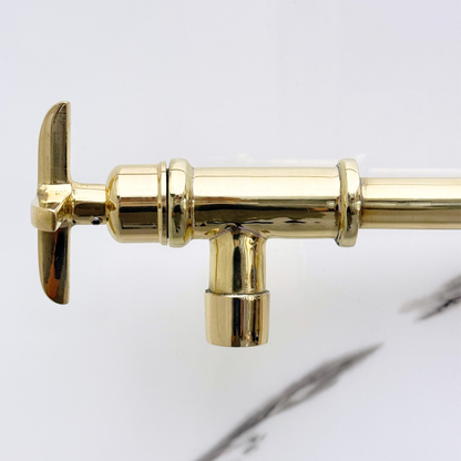 Unlacquered Brass Pot Filler with Cross Handles, Solid Brass Wall Mount Double Joint Swing Arms Pasta Faucet