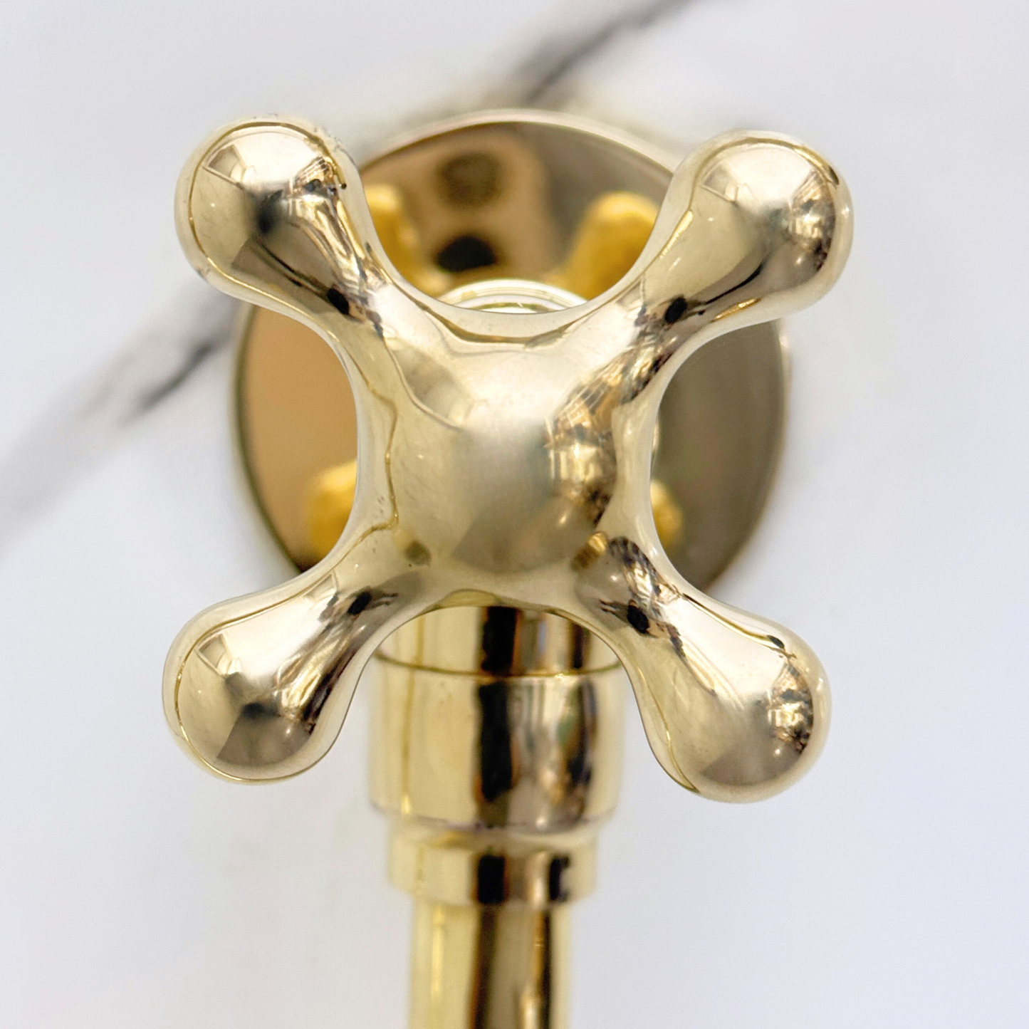 Unlacquered Brass Pot Filler with Cross Handles, Solid Brass Wall Mount Double Joint Swing Arms Pasta Faucet