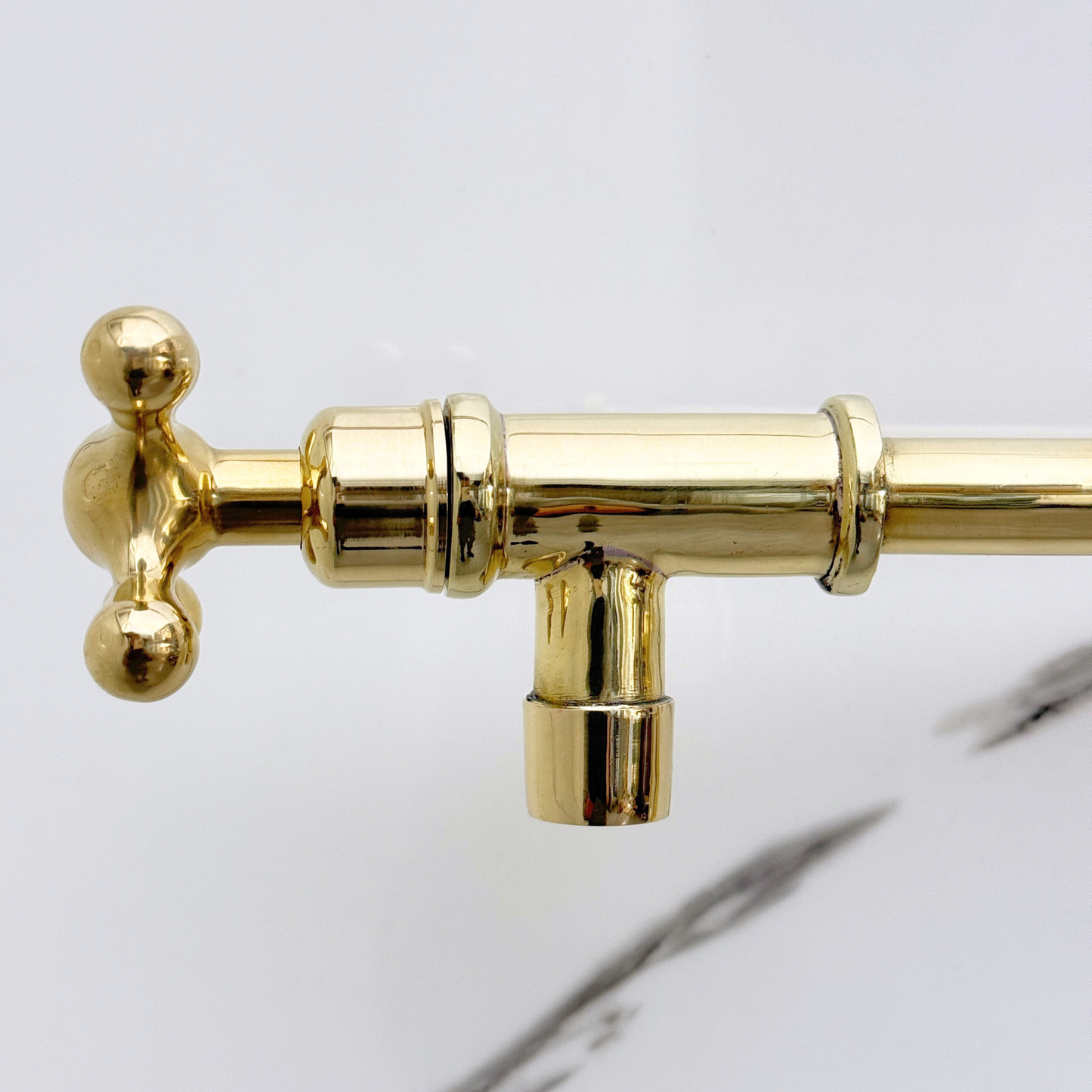 Unlacquered Brass Pot Filler with Cross Handles, Solid Brass Wall Mount Double Joint Swing Arms Pasta Faucet