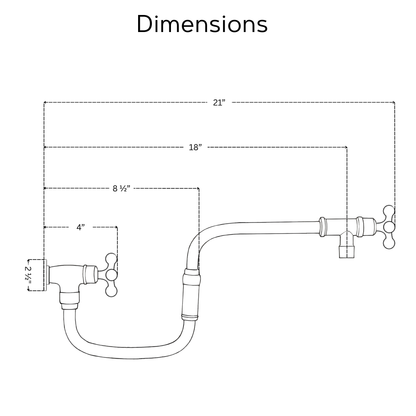 Unlacquered Brass Pot Filler with Cross Handles, Solid Brass Wall Mount Double Joint Swing Arms Pasta Faucet