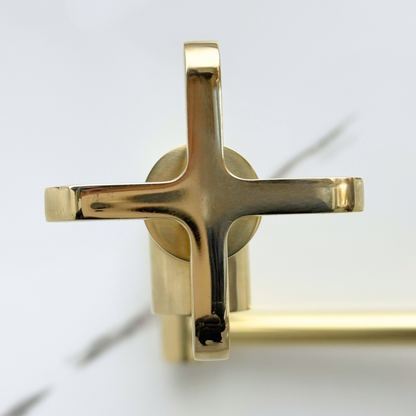 Unlacquered Brass Pot Filler with Cross Handles, Wall Mount Double Joint Swing Arms Brass Pasta Faucet