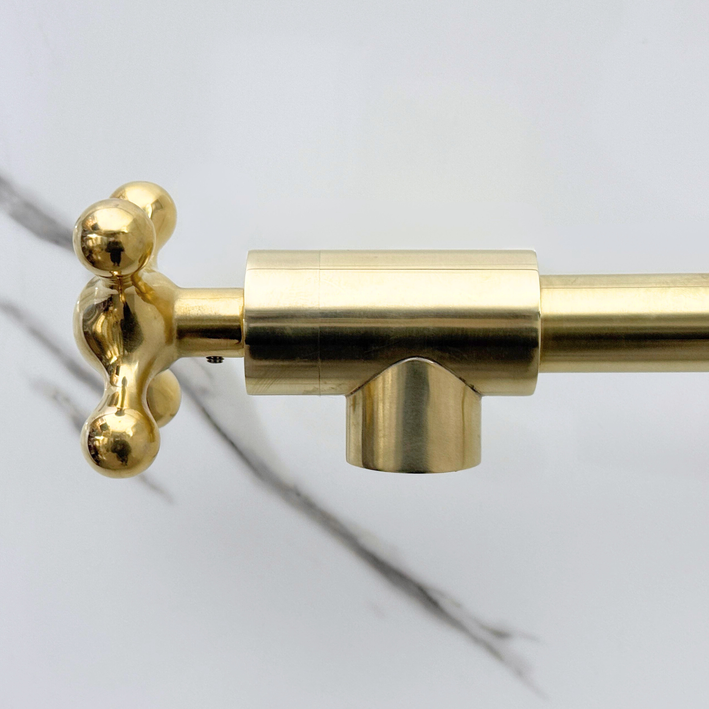 Unlacquered Brass Pot Filler with Cross Handles, Wall Mount Double Joint Swing Arms Brass Pasta Faucet