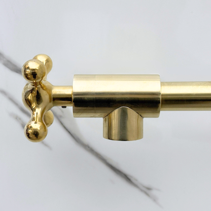 Unlacquered Brass Pot Filler with Cross Handles, Wall Mount Double Joint Swing Arms Brass Pasta Faucet