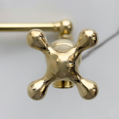 Unlacquered Brass Pot Filler with Cross Handles, Wall Mount Solid Brass Pasta Faucet