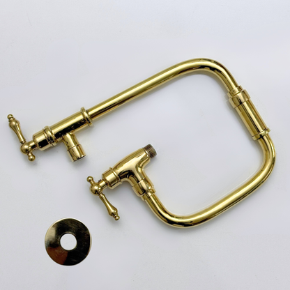Unlacquered Brass Pot Filler with Lever Handles, Solid Brass Wall Mount Double Joint Swing Arms Pasta Faucet