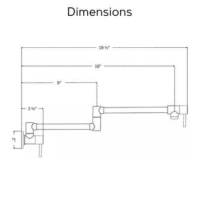 Unlacquered Brass Pot Filler with Lever Handles, Wall Mount Double Joint Swing Arms Solid Brass Pasta Faucet