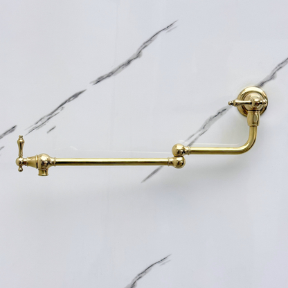 Unlacquered Brass Pot Filler with Lever Handles, Wall Mount Solid Brass Pasta Faucet