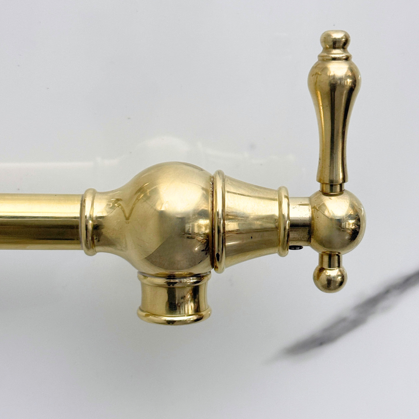Unlacquered Brass Pot Filler with Lever Handles, Wall Mount Solid Brass Pasta Faucet