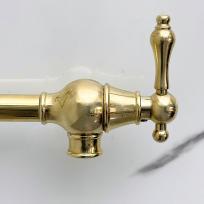 Unlacquered Brass Pot Filler with Lever Handles, Wall Mount Solid Brass Pasta Faucet