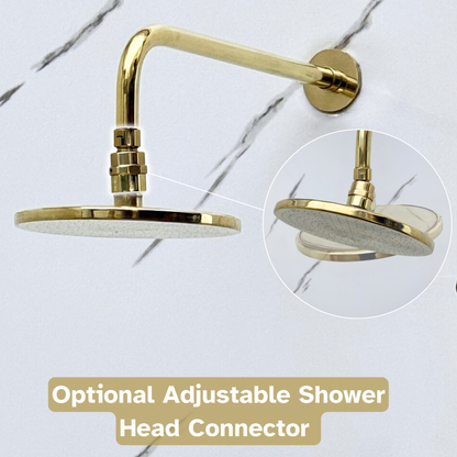 Unlacquered Brass Flat Rain Shower Head with Straight Arm, Adjustable Brass Shower Head