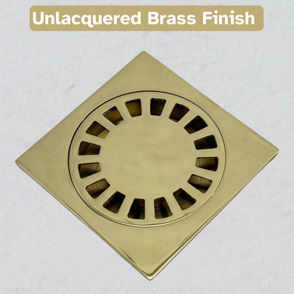 Unlacquered Brass Shower Drain with Removable Cover, Solid Brass Square Shower Drain