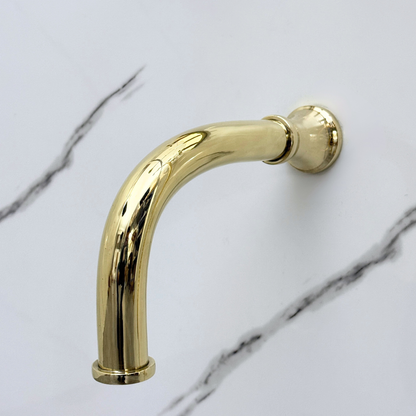 Unlacquered Brass Shower System with Adjustable Round Rain Shower Head, Handheld Shower Head, Central Brass Plaque, Tub Filler and Cross Handles