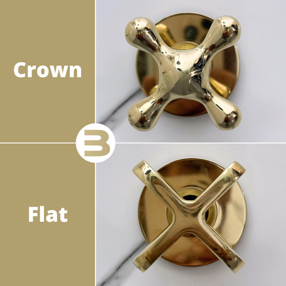 Unlacquered Brass Shower System with Round Rain Adjustable Shower Head, Short Arm and Cross Handles