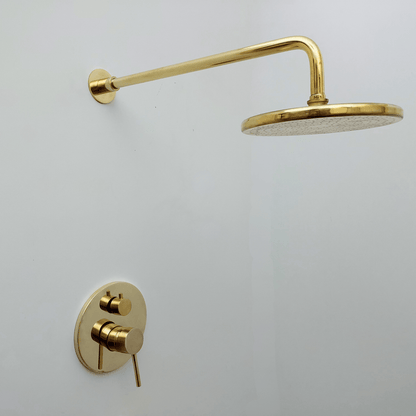 Unlacquered Brass Shower System with Tub Filler and Round Rain Shower Head - Ref: ATLASS51