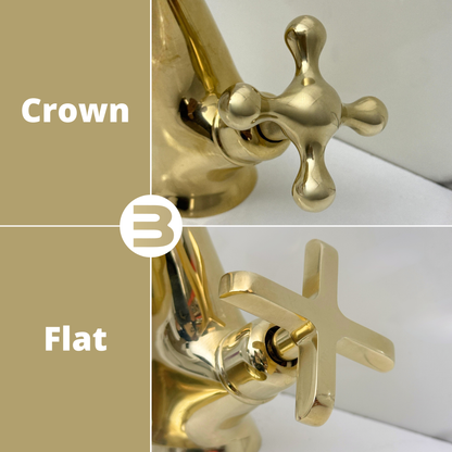 Unlacquered Brass Single Hole Bathroom Faucet with Cross Handles