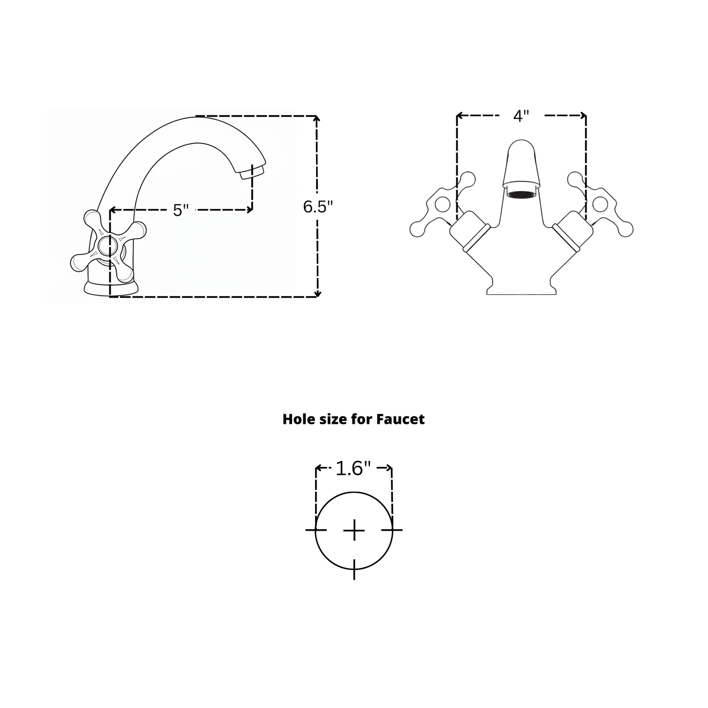 Unlacquered Brass Single Hole Bathroom Faucet with Cross Handles
