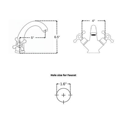 Unlacquered Brass Single Hole Bathroom Faucet with Cross Handles