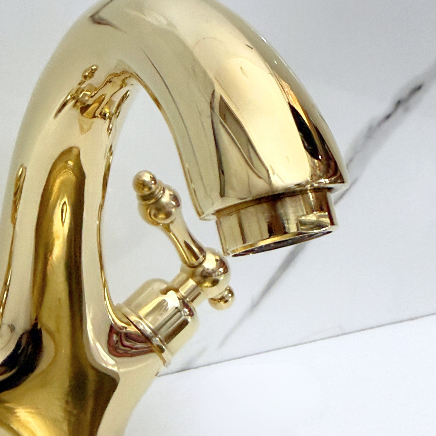 Unlacquered Brass Single Hole Bathroom Faucet with Lever Handles