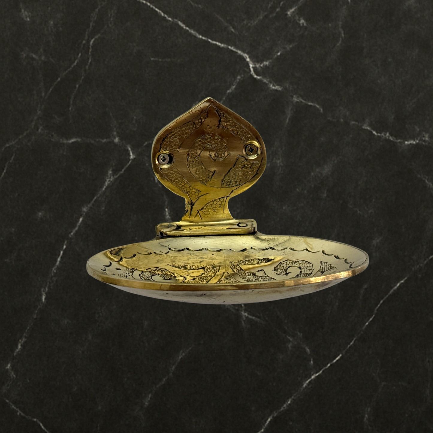 Unlacquered Brass Soap Dish, Wall-Mounted Engraved Brass Soap Tray