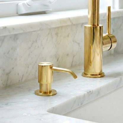 Unlacquered Brass Soap Dispenser, Solid Brass Countertop Pump for Kitchen or Bathroom Sink