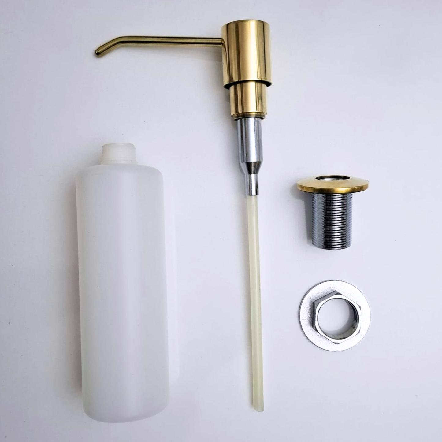Unlacquered Brass Soap Dispenser, Solid Brass Countertop Pump for Kitchen or Bathroom Sink