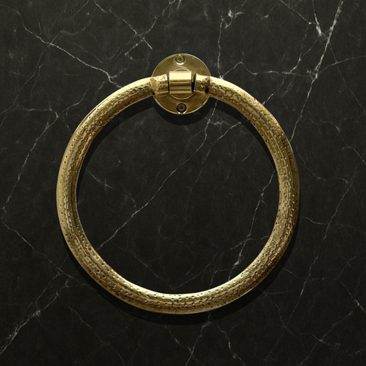 Unlacquered Brass Towel Holder, Brass Hammered Towel Hanger, Bathroom Wall Mounted Towel Ring