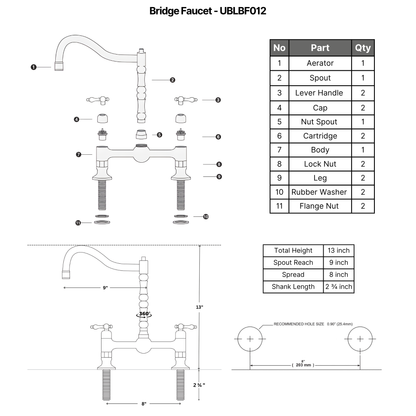 Unlacquered Brass Bridge Faucet with Lever Handles - Windsor