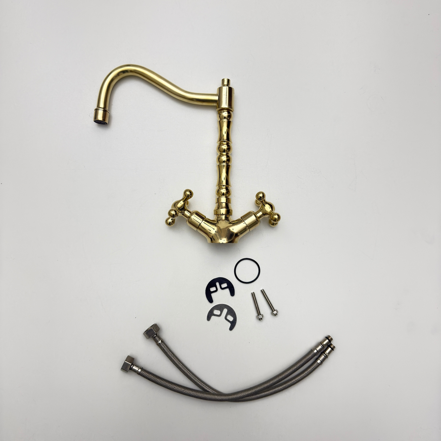 Unlacquered Brass Victorian Single Hole Faucet with Cross Handles