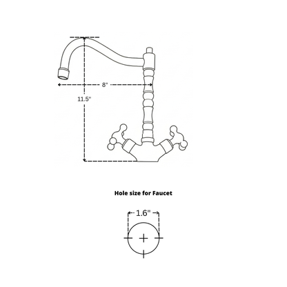 Unlacquered Brass Victorian Single Hole Faucet with Cross Handles