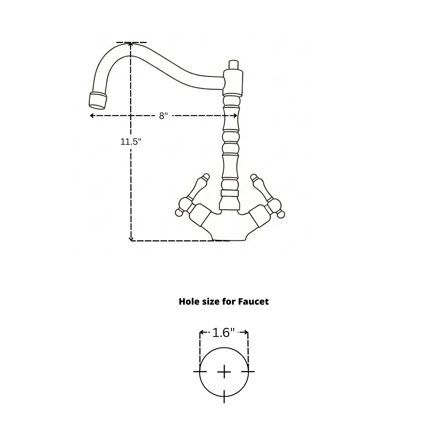 Unlacquered Brass Victorian Single Hole Faucet with Lever Handles
