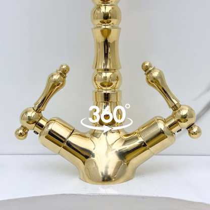 Unlacquered Brass Victorian Single Hole Faucet with Lever Handles