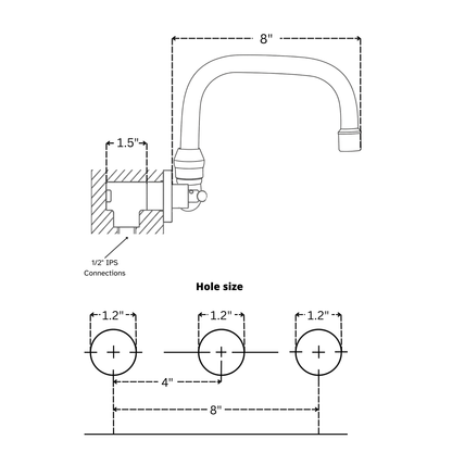 Unlacquered Brass Wall-Mount Bathroom Faucet with Cross handles