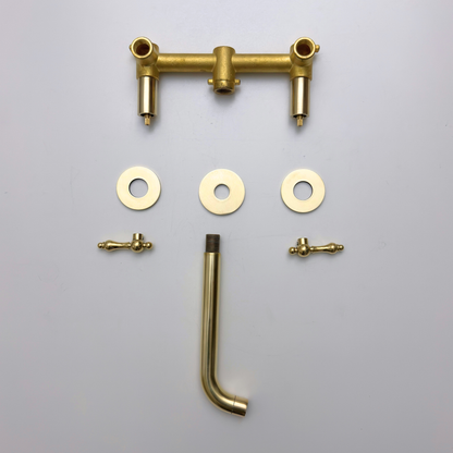 Unlacquered Brass Wall-Mount Faucet with Lever handles