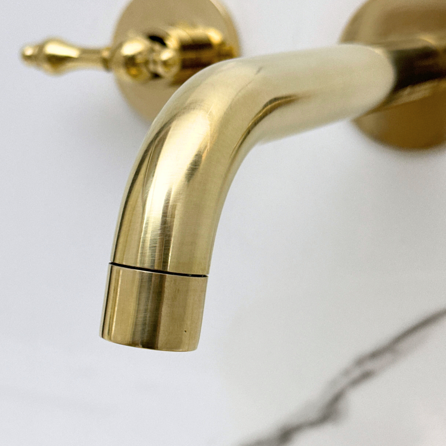 Unlacquered Brass Wall-Mount Faucet with Lever handles