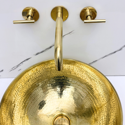 Unlacquered Brass Wall-Mount Faucet with Lever handles