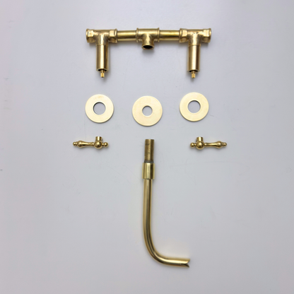 Unlacquered Brass Wall-Mount Sink Faucet with Lever handles