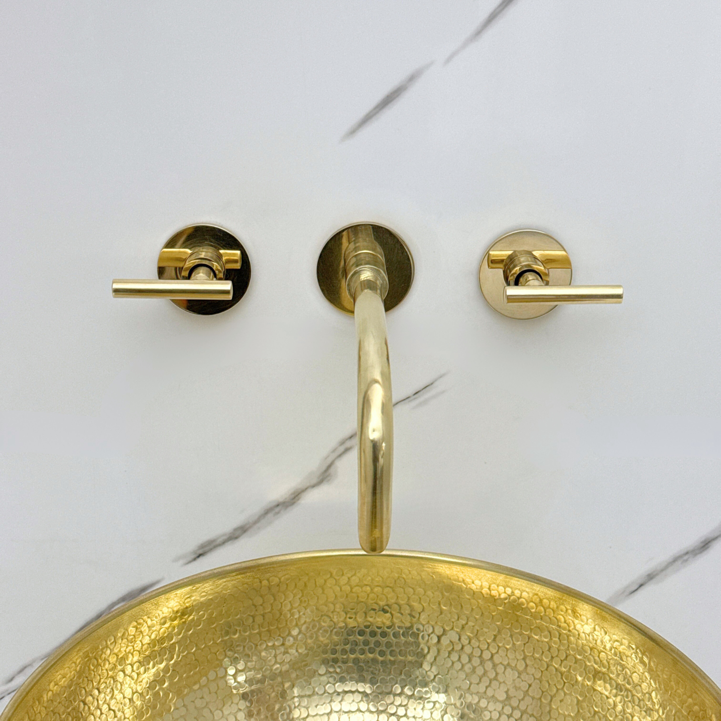 Unlacquered Brass Wall-Mount Sink Faucet with Lever handles