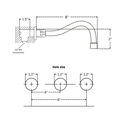 Unlacquered Brass Wall Mount Bathroom Faucet with Cross handles