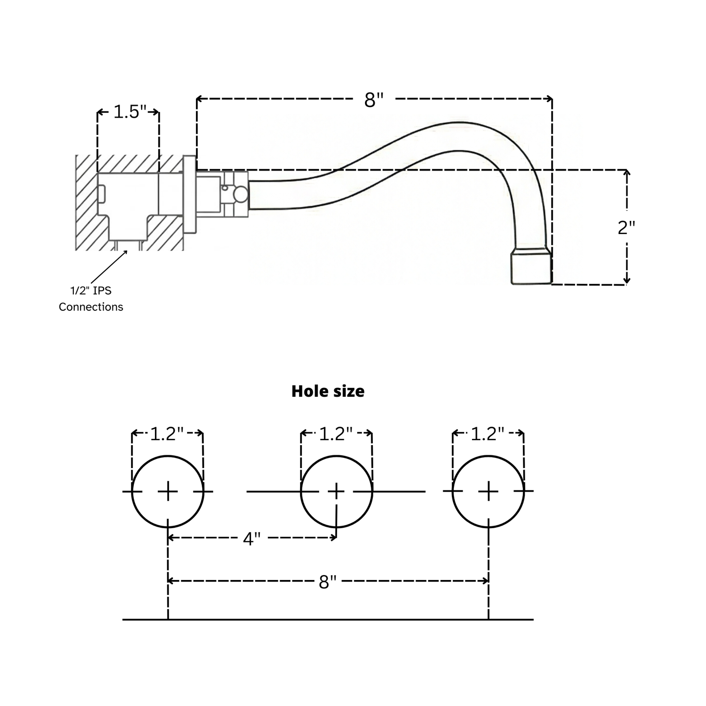 Unlacquered Brass Wall Mount Bathroom Faucet with Lever handles