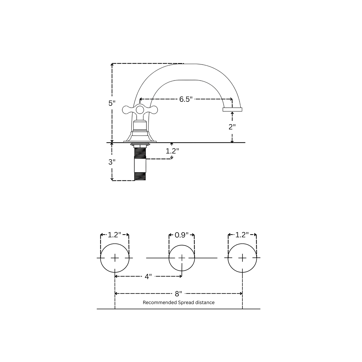 Unlacquered Brass Widespread Bathroom Faucet With Cross Handles