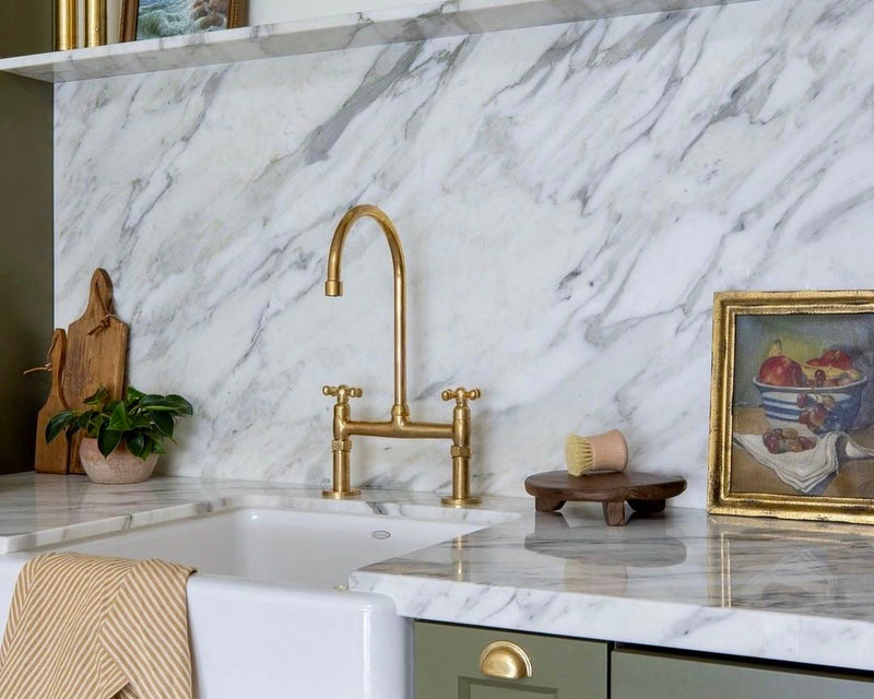 Unlacquered Brass Bridge Kitchen Faucet