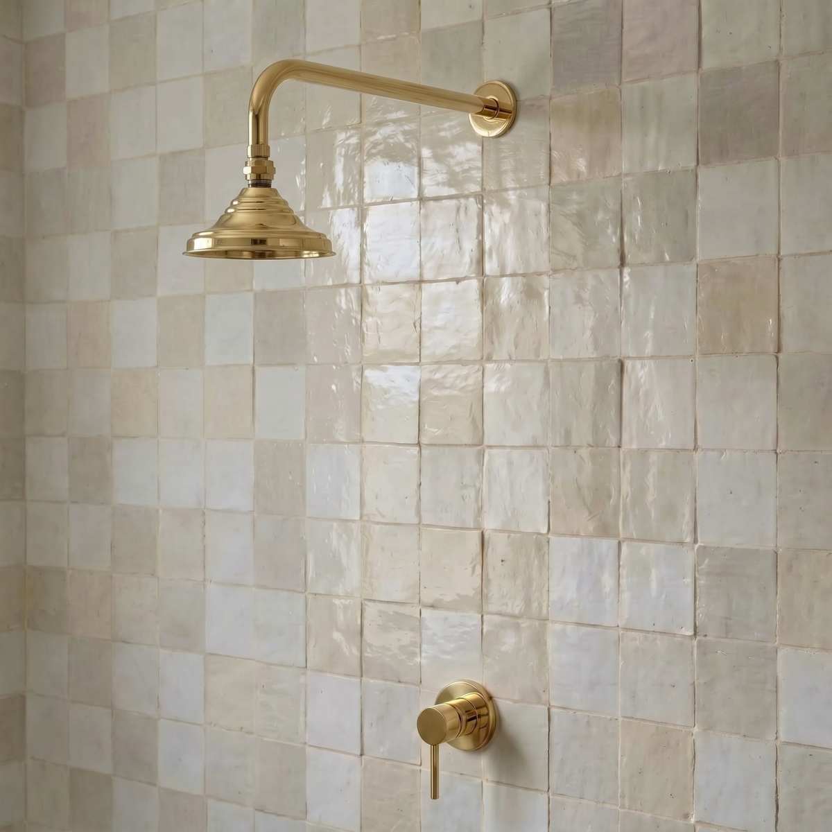 Unlacquered Brass Dome Rain Shower System with Straight arm