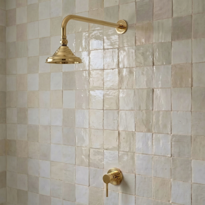Unlacquered Brass Dome Rain Shower System with Straight arm