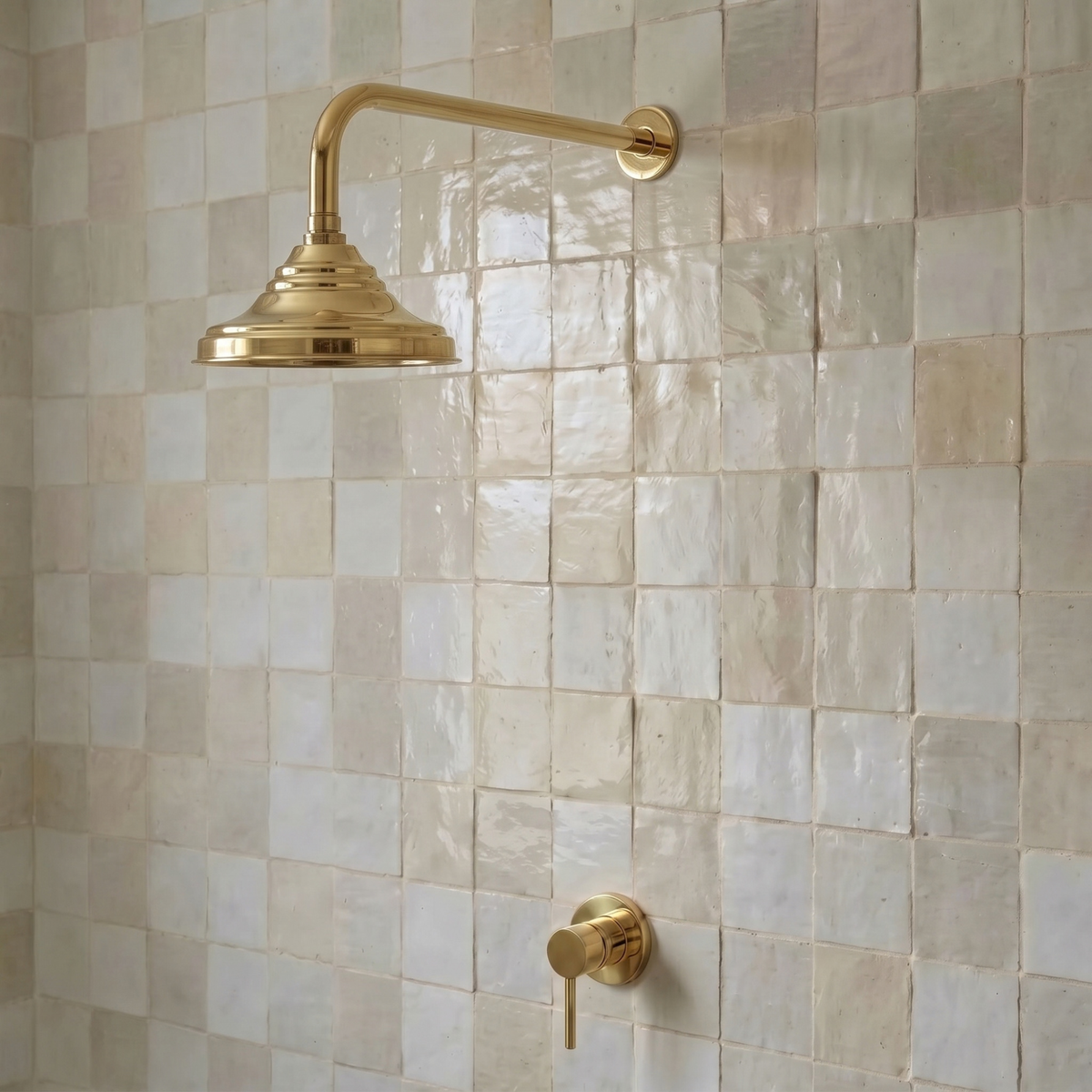 Unlacquered Brass Dome Rain Shower System with Straight arm